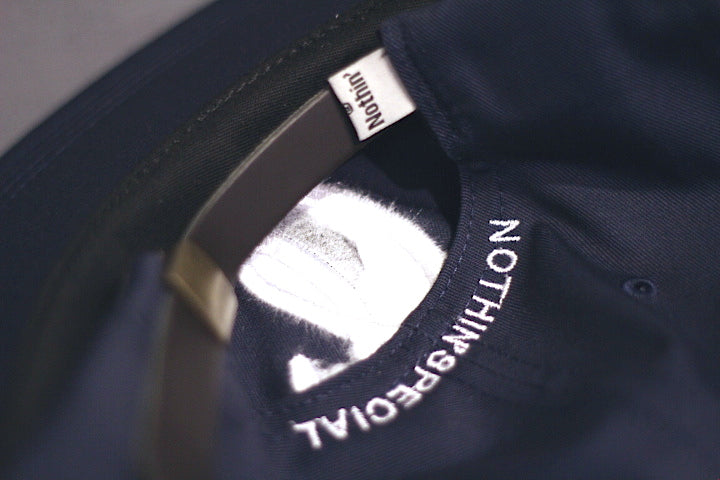 Nothin' Special(ナッシン スペシャル) Script Logo 6panel Cap Leather Strap Navy