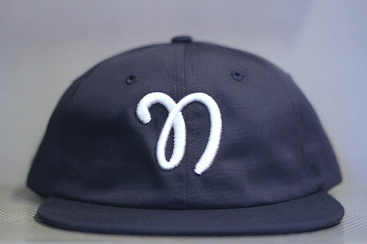 Nothin' Special(ナッシン スペシャル) Script Logo 6panel Cap Leather Strap Navy