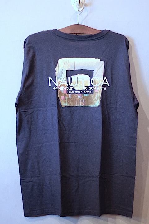 Nautica(ノーティカ) S/S V-Neck Sail Rock Main Logo Tee Navy Cotton アーチ ロゴ Tシャツ