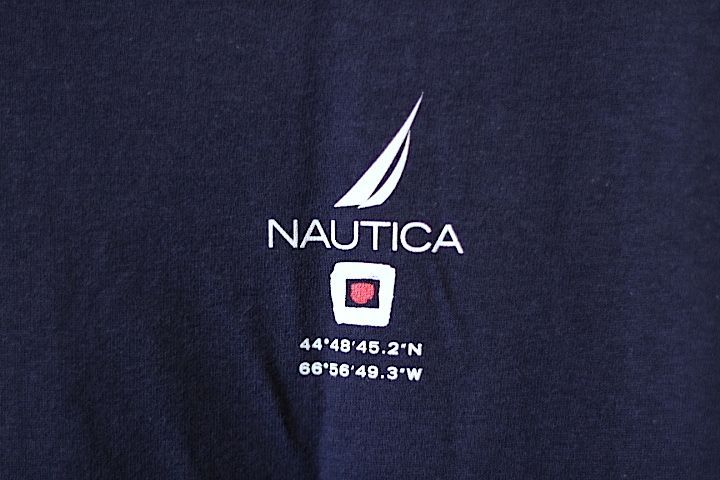 Nautica(ノーティカ) S/S V-Neck Sail Rock Main Logo Tee Navy Cotton アーチ ロゴ Tシャツ