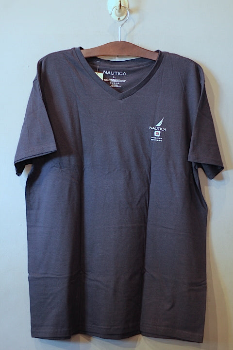 Nautica(ノーティカ) S/S V-Neck Sail Rock Main Logo Tee Navy Cotton アーチ ロゴ Tシャツ