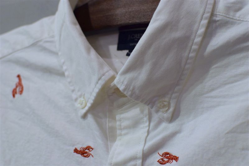 J.Crew (ジェイクルー) S/S Crayfish Oxford Slim Shirts White 総柄 オックスフォード スリム シャツ