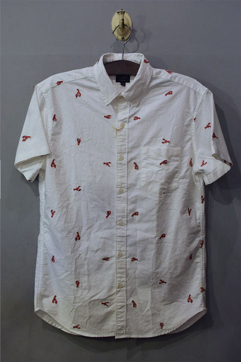 J.Crew (ジェイクルー) S/S Crayfish Oxford Slim Shirts White 総柄 オックスフォード スリム シャツ