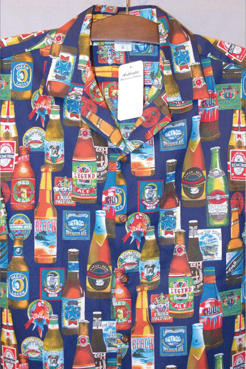 Pacific legend Aloha Shirts Beer Allover Navy パシフィック レジェンド アロハシャツ ビール