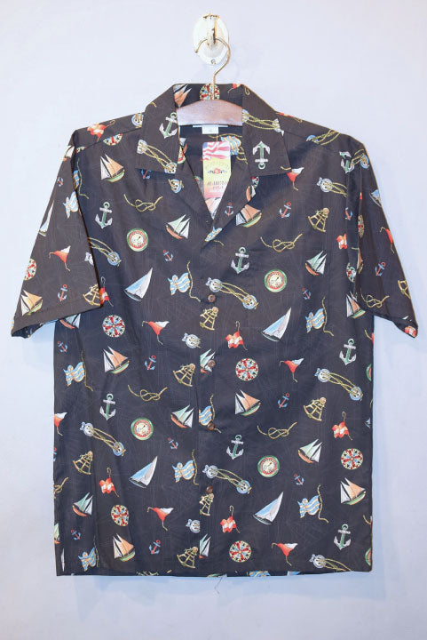 Pacific legend Aloha Shirts Yacht Black パシフィック レジェンド アロハシャツ ヨット ブラック