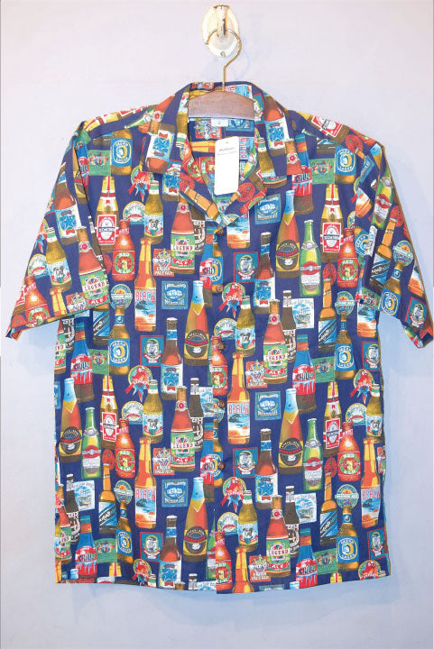 Pacific legend Aloha Shirts Beer Allover Navy パシフィック レジェンド アロハシャツ ビール