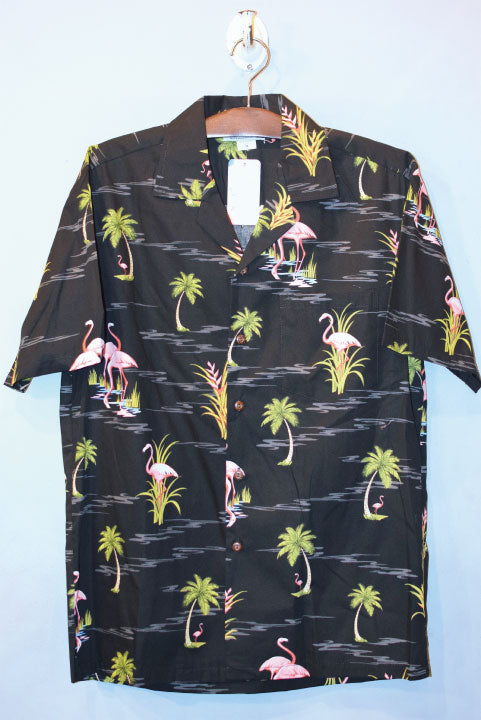 Pacific legend Aloha Shirts Flamingo Allover Black パシフィック レジェンド アロハ シャツ