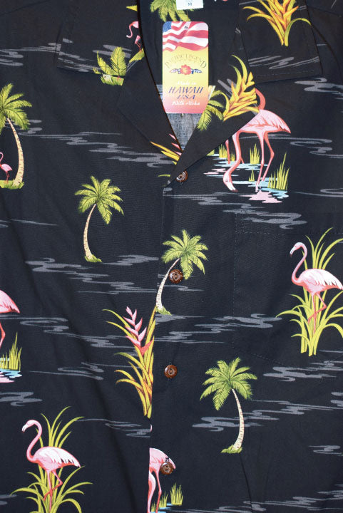 Pacific legend Aloha Shirts Flamingo Allover Black パシフィック レジェンド アロハ シャツ