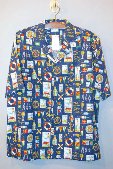 Pacific legend Aloha Shirts Ship Allover Navy パシフィック レジェンド アロハシャツ シップ