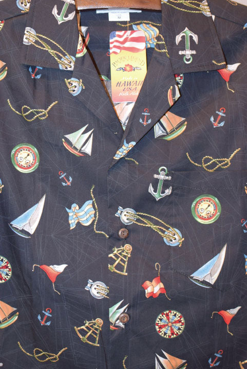 Pacific legend Aloha Shirts Yacht Black パシフィック レジェンド アロハシャツ ヨット ブラック