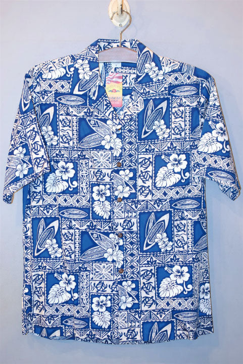 Pacific legend Aloha Shirts Hawaiian Allover Navy パシフィック レジェンド アロハ シャツ