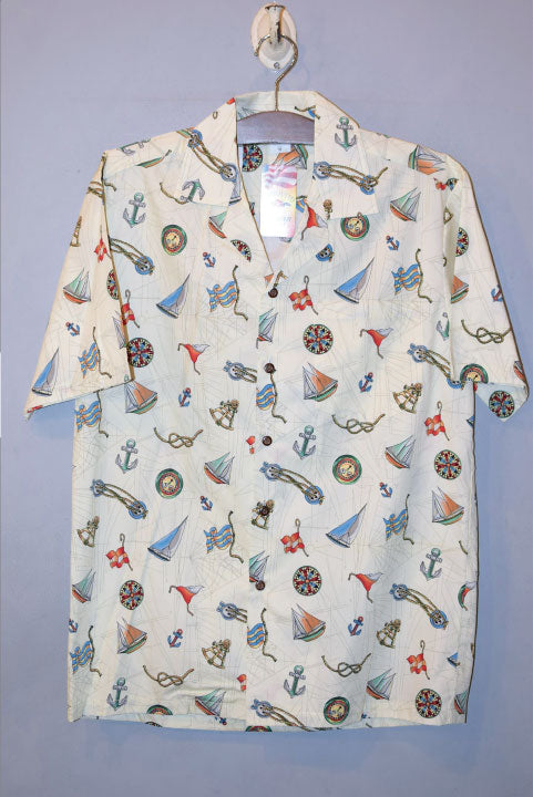 Pacific legend Aloha Shirts Yacht White パシフィック レジェンド アロハシャツ ヨット ホワイト