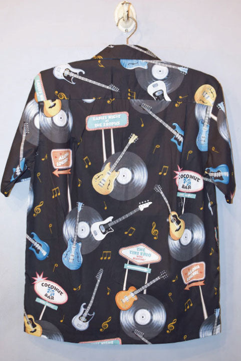 Pacific legend Aloha Shirts Music Allover Black パシフィック レジェンド アロハシャツ ミュージック ブラック