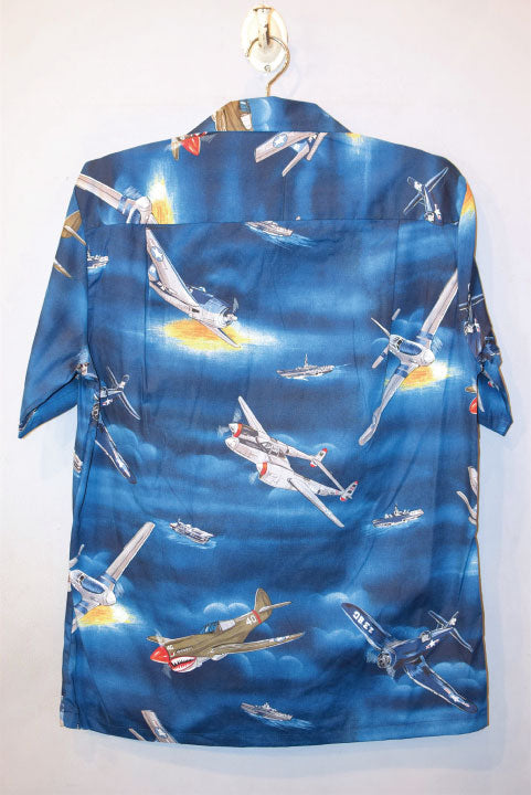 Pacific legend Aloha Shirts Fighter Blue パシフィック レジェンド アロハシャツ 戦闘機 ブルー