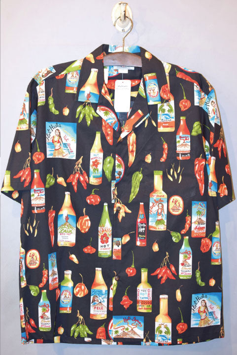 Pacific legend Aloha Shirts Hot Hawaiian Sauce Black パシフィック レジェンド アロハシャツ ホット チリソース ブラック