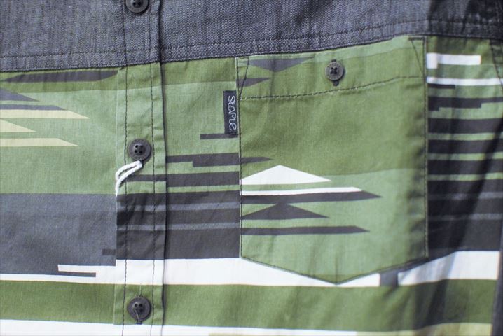 Staple Design(ステイプル デザイン) Apache Print L/S Woven Shirts Olive アパッチ プリント 長袖 シャツ