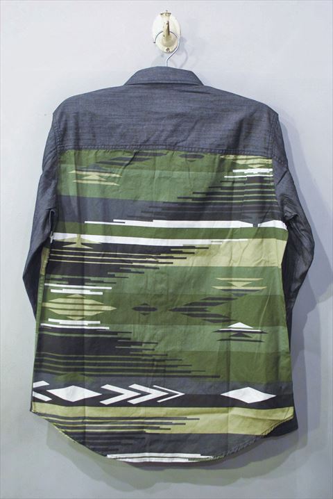 Staple Design(ステイプル デザイン) Apache Print L/S Woven Shirts Olive アパッチ プリント 長袖 シャツ