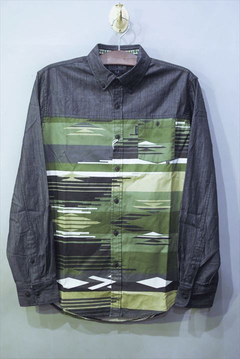 Staple Design(ステイプル デザイン) Apache Print L/S Woven Shirts Olive アパッチ プリント 長袖 シャツ