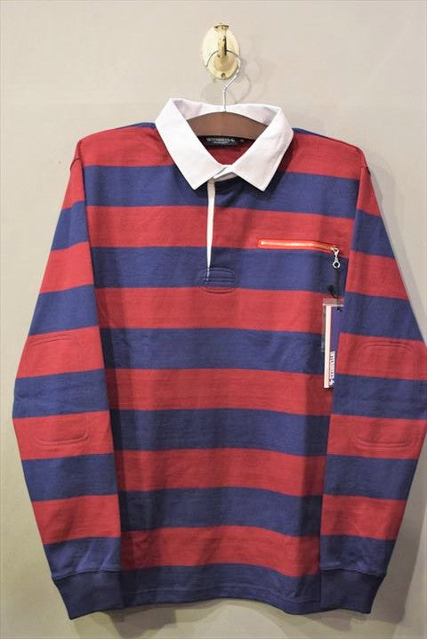 Border Rugby Shirt Burgundy Navy ボーダー ラグビー シャツ バーガンディー ネイビー ラガーシャツ