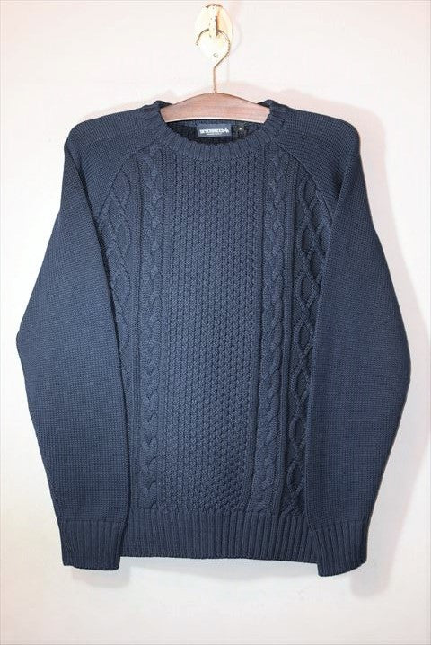 Hiding Logo Knit Navy ケーブル ニット ネイビー