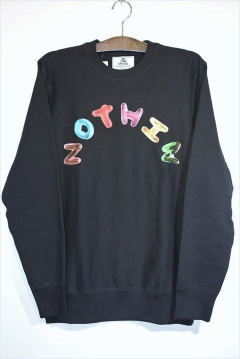 Nothin' Special(ナッシン スペシャル) Gummy Letters Crew Neck Sweat Black クルーネック スウェット