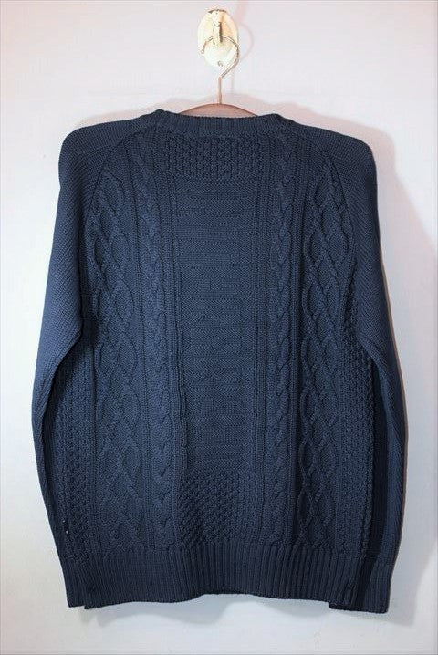 Hiding Logo Knit Navy ケーブル ニット ネイビー