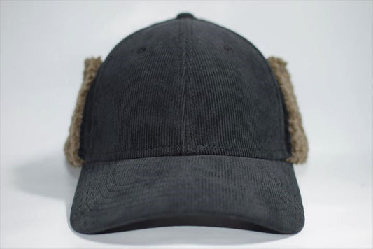 Timberland(ティンバーランド)  Corduroy Ear Flap 6Panel Cap Black ボア付き コーデュロイ イヤーフラップ ラウンド バイザー キャップ ブラック