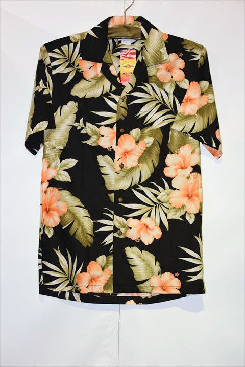 Pacific legend Aloha Shirts Hibiscus Allover Black Pink パシフィック レジェンド アロハ シャツ ハイビスカス