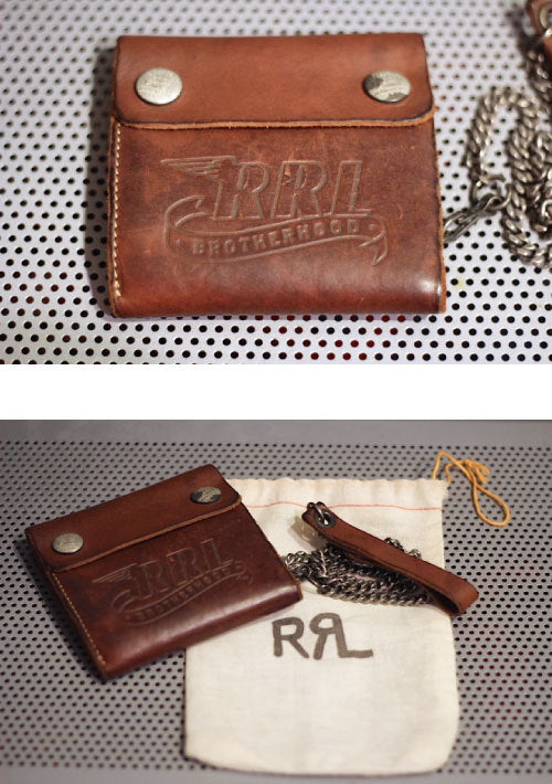 RRL(ダブルアール)Chain Leather Wallet Brown Logo　ウォレットチェーン 型押し ロゴ Brother Hood ブラザーフット オール レザー 革