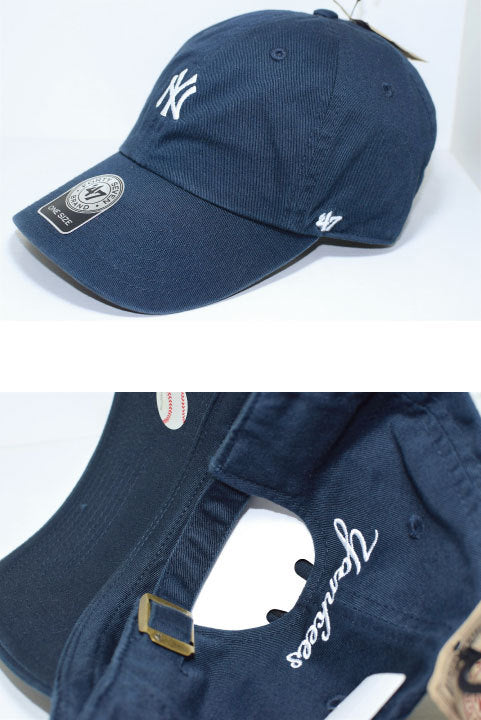 47 Brand(フォーティーセブンブランド) New York Yankees Ball Cap Small Logo Navy White ネイビー ホワイト スモール ロゴ Round 6 Panel メンズ ユニセックス ラウンド キャップ MLB メジャー スポーツ ヤンキース