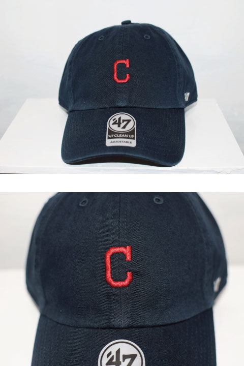 47 Brand(フォーティーセブンブランド) Cleveland Indians Ball Cap Navy ネイビー スモール ロゴ Round 6 Panel ラウンド ボール キャップ MLB