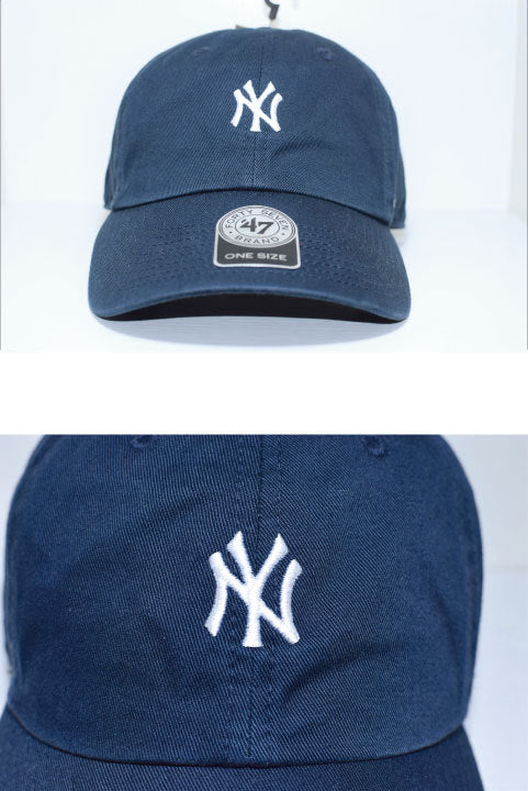 47 Brand(フォーティーセブンブランド) New York Yankees Ball Cap Small Logo Navy White ネイビー ホワイト スモール ロゴ Round 6 Panel メンズ ユニセックス ラウンド キャップ MLB メジャー スポーツ ヤンキース