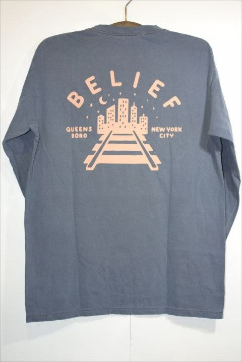 Belief (ビリーフ) Queensboro L/S Pocket Tee Denim ポケット 長袖 Tシャツ