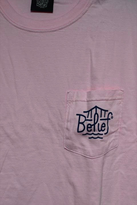 Belief (ビリーフ) Triboro Pocket S/S Tee Pink ポケット 半袖 Tシャツ