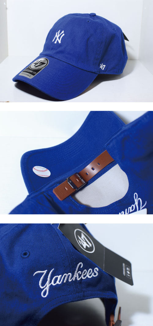 47 Brand(フォーティーセブンブランド) New York Yankees Ball Cap Small Logo Leather Belt Blue White ブルー ホワイト スモール ロゴ Round 6 Panel