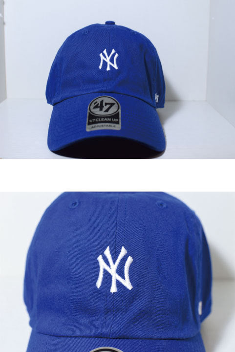 47 Brand(フォーティーセブンブランド) New York Yankees Ball Cap Small Logo Leather Belt Blue White ブルー ホワイト スモール ロゴ Round 6 Panel