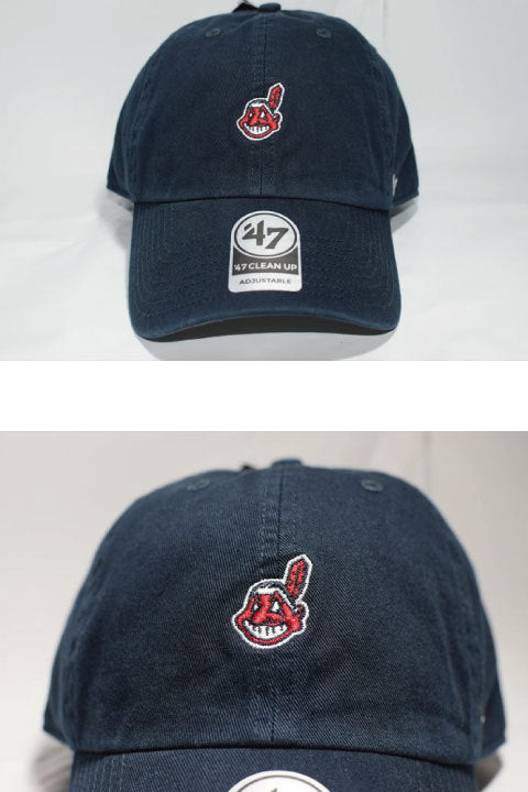 47 Brand(フォーティーセブンブランド)Cleveland Indians Ball Cap Small Logo Navy ネイビー スモール ロゴ Round 6 Panel