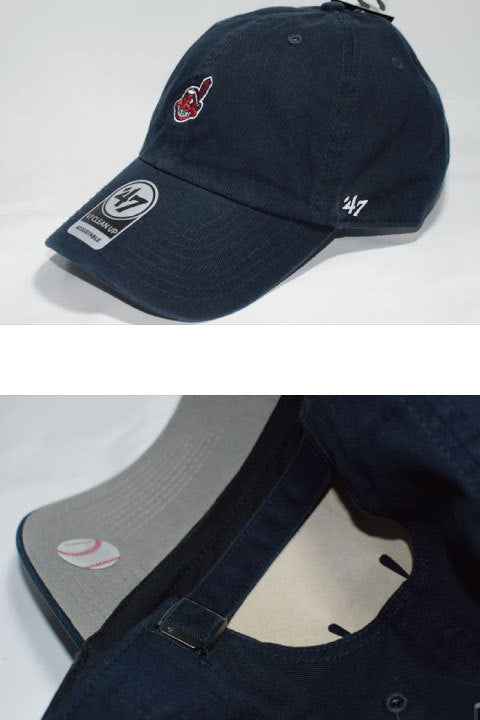 47 Brand(フォーティーセブンブランド)Cleveland Indians Ball Cap Small Logo Navy ネイビー スモール ロゴ Round 6 Panel