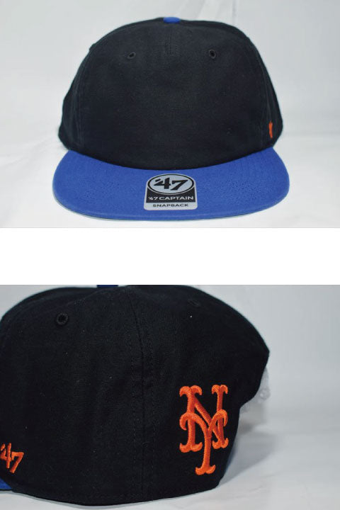 47 Brand(フォーティーセブンブランド)New York Mets Double Backer Snapback Cap Black Blue Orange ブラック ブルー オレンジ スナップバック キャップ