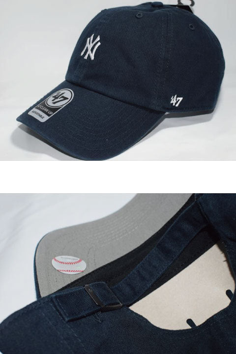 47 Brand(フォーティーセブンブランド)New York Yankees Ball Cap Small Logo Black White ブラック ホワイト スモール ロゴ Round 6 Panel