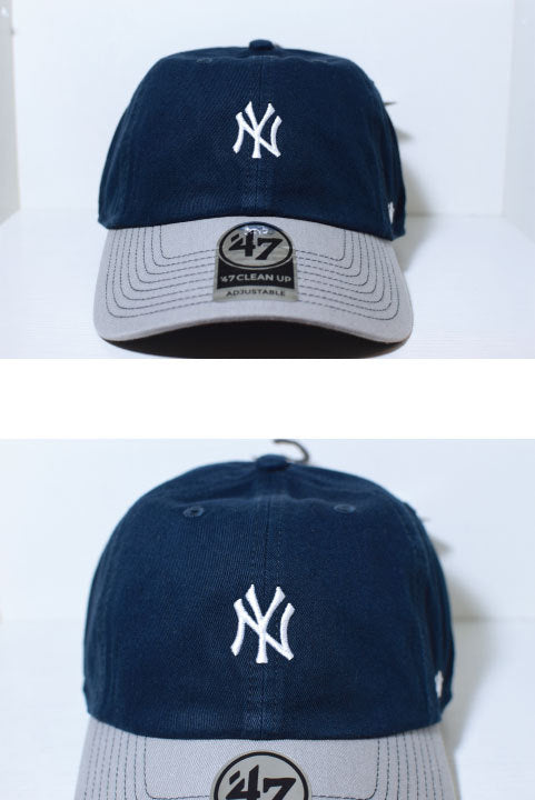 47 Brand(フォーティーセブンブランド) New York Yankees Ball Cap Small Logo Leather Belt Navy Grey White ネイビー グレー ホワイト スモール ロゴ Round 6 Panel