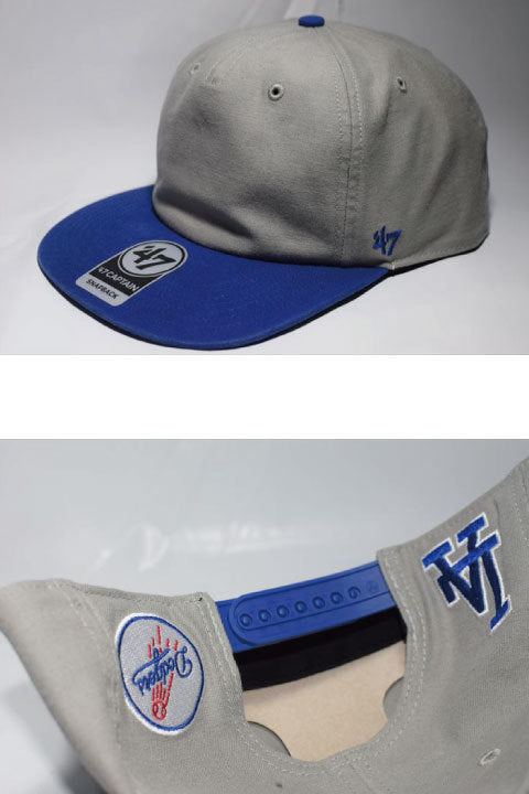 47 Brand(フォーティーセブンブランド)Los Angels Dodgers Double Backer Snapback Cap Grey Blue グレー ブルー スナップバック キャップ MLB