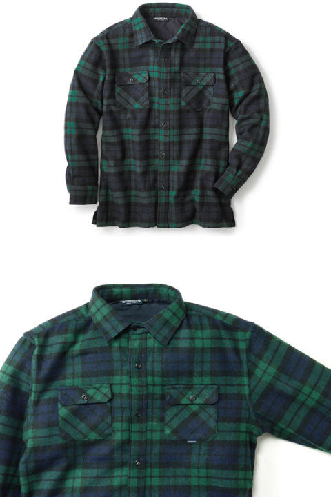 Black Watch Wide Range L/S Flannel Shirt Green Navy ブラック ウォッチ フランネル チェック シャツ