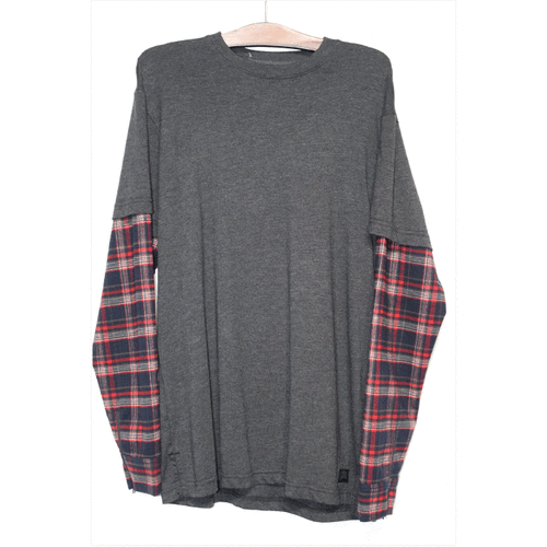 Billionaire Boys Club (ビリオネアボーイズクラブ) Cadet L/S Tee Charcoal Check 長袖 Tシャツ