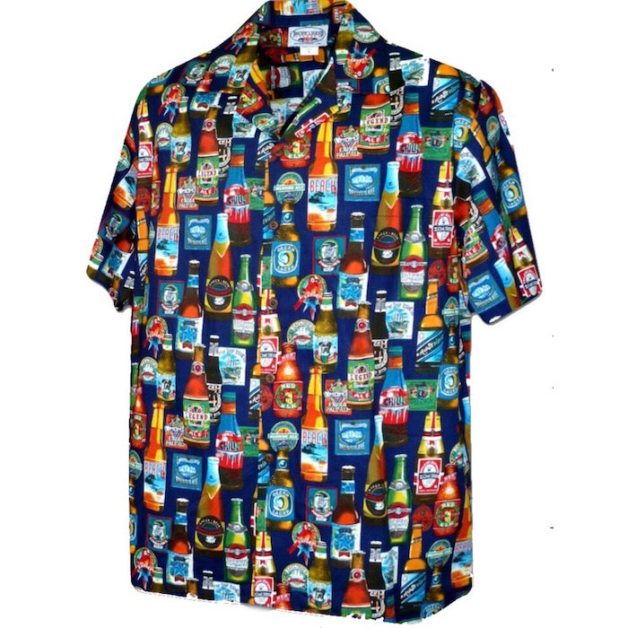 Pacific legend Aloha Shirts Beer Allover Navy パシフィック レジェンド アロハシャツ ビール