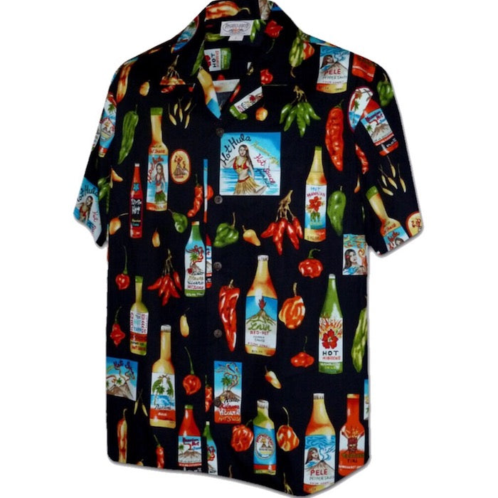 Pacific legend Aloha Shirts Hot Hawaiian Sauce Black パシフィック レジェンド アロハシャツ ホット チリソース ブラック