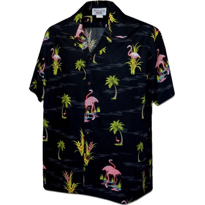 Pacific legend Aloha Shirts Flamingo Allover Black パシフィック レジェンド アロハ シャツ