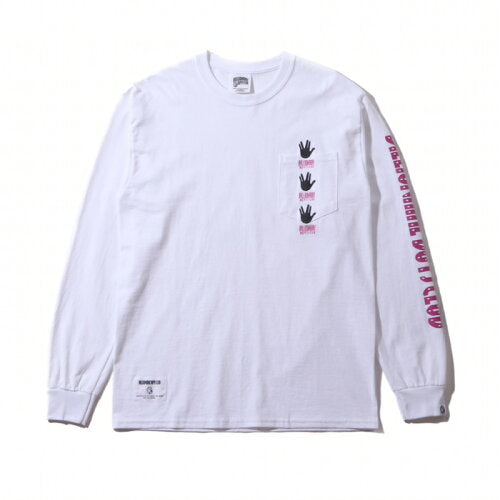 Billionaire Boys Club (ビリオネアボーイズクラブ)Hand sign Pocket L/S Tee White ハンド サイン ポケット Long Sleeve Tシャツ