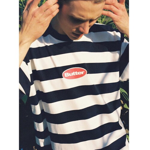 Badge Stripe Logo S/S Tee Border Navy Tシャツ ボーダー ストライプ ロゴ