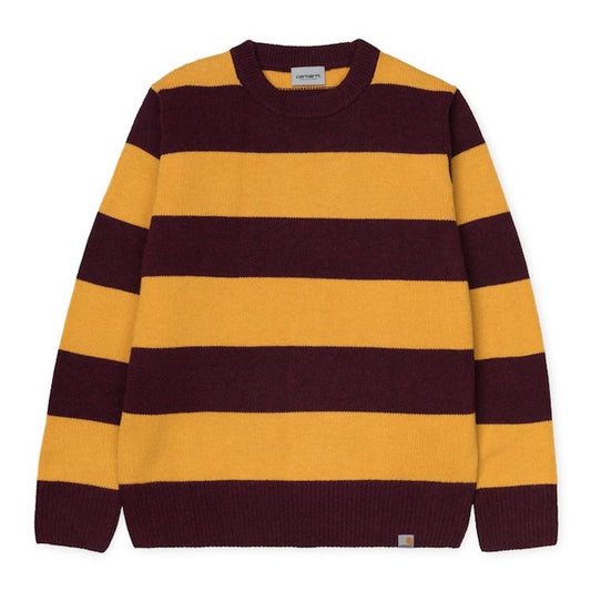 Alvin Sweater Stripe Knit Wear Border Maroon Wine Red Yellow ニット ボーダー セーター